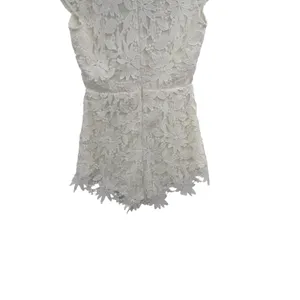 Sabo Skirt White‎ Floral Lace Plunge Neck Romper Bridal Bachelorette Size XS thumbnail 7