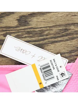 NWT Salt + Cove Juniors Wavy V-Front Hipster Bottoms Swim Bright Rose Pink S thumbnail 7
