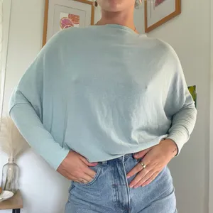 Light blue long sleeve top with a relaxed fit #minimalist #pastel thumbnail 1