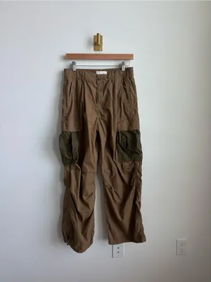 Anthropologie Cargo Parachute Pants Brown Green Baggy Utility Size 28 thumbnail 6
