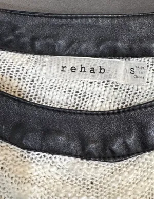 Rehab Cream Cold-Shoulder Knit Sweater with Black Faux Leather Trim thumbnail 8