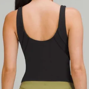 LULULEMON Black Nulu and Mesh-back Shelf Bra Yoga Tank Top Size 4 thumbnail 5