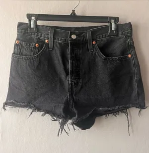 Levi’s Black Button Fly 501 Cut Off Jean Shorts Size 28 thumbnail 1