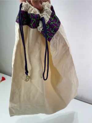 Tory Burch Logo Charm Purple Trim Pouch Travel Drawstring Dust bag 17x13'' thumbnail 5