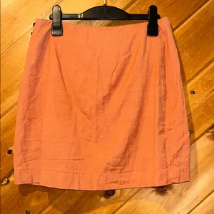 Free people burnt orange linen blend mini skirt with side buttons thumbnail 3