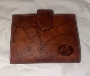 Buxton Cowhide Brown Leather Snap Wallet with Embossed Floral Logo thumbnail 1