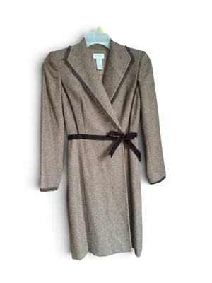 Liz Claiborne Dresses Atelier textured tweed wrap-style coat dress Brown 4 thumbnail 5