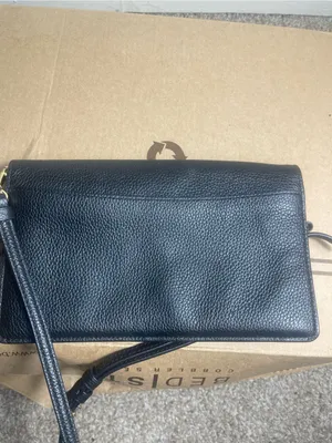 COACH Anna Foldover Black Pebbled Leather Crossbody thumbnail 3