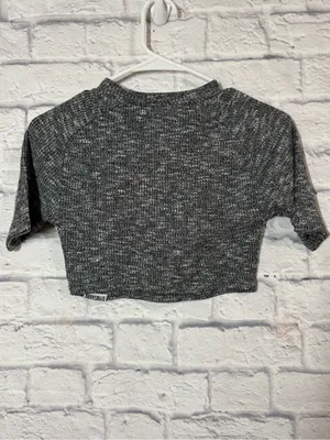 Gymshark Heathered Charcoal Short Sleeve Crop Top, Small thumbnail 2