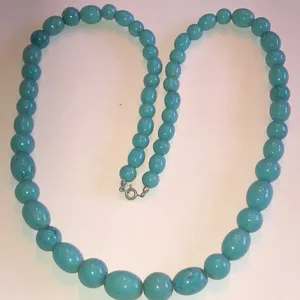 Vintage Lucite Turquoise Beaded Boho Necklace thumbnail 1