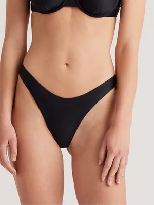 NWT Quince Black Italian High-Leg Bikini Swim Bathing Suit Bottom Womens Size XS thumbnail 1
