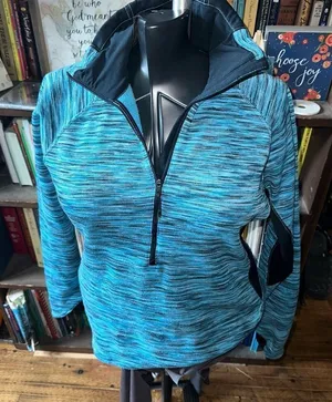 Columbia L heathered blue gorpcore 1/4 zip Athleisure pullover thumbnail 1