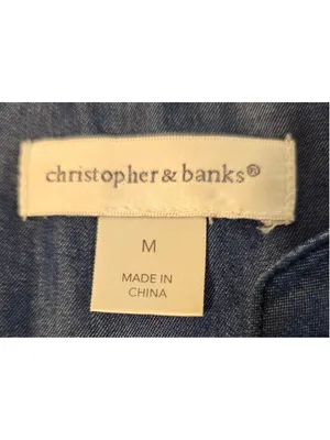 Christopher & Banks Women’s Lyocell Chambray Lace-Up Blouse Dark Denim Medium W thumbnail 3