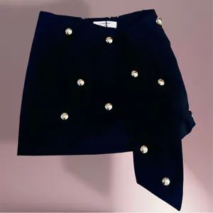 Commence NWT SOLD OUT Black Asymmetrical Mini Skirt w/ Gold Ball Appliqués Sz XS thumbnail 2