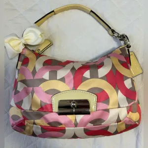 COACH Y2K F22748 Geometric Print Hobo Bag in Red Pink Gold /crossbody bag thumbnail 7