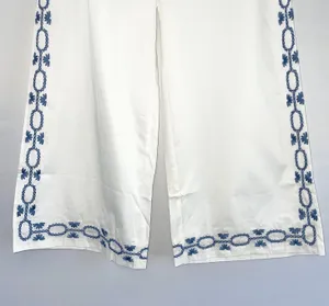 New Foxiedox Embroidered Cropped Pants Spellgirl Culottes White Blue Size Medium thumbnail 8
