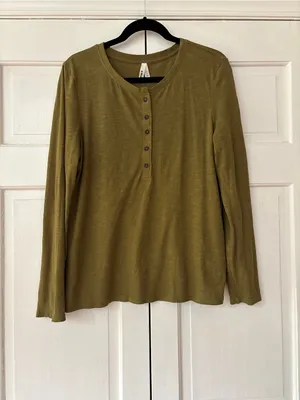 Pact‎ Women's Lizard London Slub Henley Size Large Natural Fibers Featherweight thumbnail 2