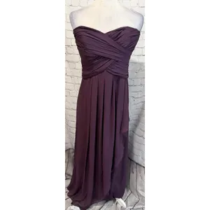 David’s Bridal Strapless Long Chiffon Bridesmaid Prom Party Dress Plum Size 10 thumbnail 3