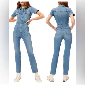 $199‎ NeW Good American Fit for Success Denim blue Jumpsuit medium thumbnail 2