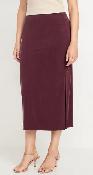 Old Navy Ribbed Ruched Maxi Skirt thumbnail 1