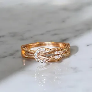 Rose Gold Mother Daughter Best Friend Knot Ring Size 6.5 New thumbnail 1