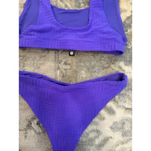 Beach Riot Peyton Textured Bikini Top & Vanessa Bikini Bottom L Ultra Violet NEW thumbnail 10