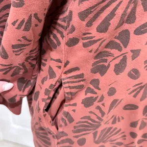 Pact Organic Cotton Sweatshirt Dress Rust Brown Botanical Leaf Print Mini Small thumbnail 3