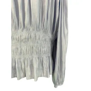 Universal Thread Boho Peasant Top XL Blue Long Sleeve Smocked Peplum V-Neck thumbnail 4