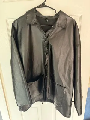 Shein Leather Jacket Black thumbnail 1