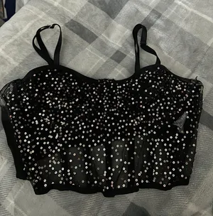 sparkly crop top Black thumbnail 1