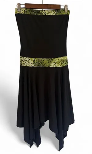 MKM Designs Y2K Strapless Dress. Black and Green Cheetah. Size: Small. thumbnail 1