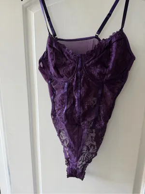 Purple Lace Bodysuit NWOT Size L thumbnail 6