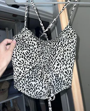 Cheetah Print Wrap Tie top Multi thumbnail 3