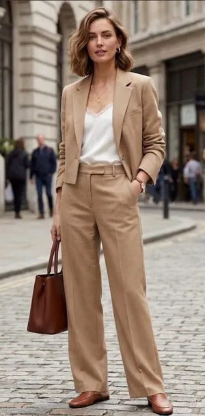 VTG Saint Laurie 2 Button Tan Wool Blazer thumbnail 1