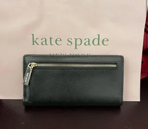 Kate Spade New Staci Large Slim Bifold Wallet Saffiano Leather Black NWT thumbnail 2