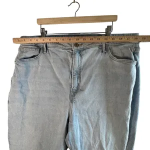 Old Navy Higher High-Rise Flare Jeans Light‎ Wash Raw Hem Cotton Stretch 18 Y2K thumbnail 6