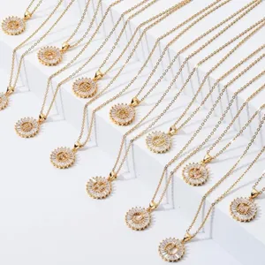 Gold Initial Crystal Sparkly Pendant Necklace A-Z thumbnail 5