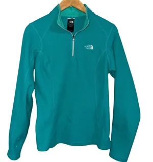 The North Face Fleece Quarter Zip Pullover Teal Green‎ Womens S P thumbnail 1