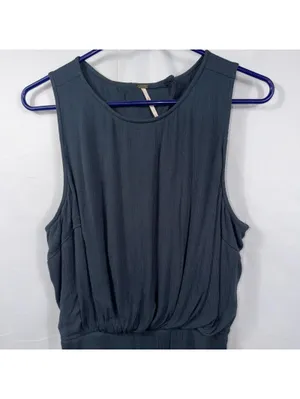 Free People Blue Sleeveless Open Back Jumpsuit Women’s Large thumbnail 3