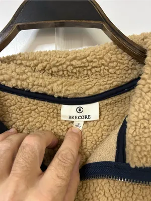 BKE Colorblock Teddy Sherpa Jacket - Tan, Sage & Black thumbnail 3