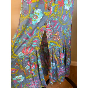 Tiare Hawaii Floral Maxi Dress Blue Pink Boho Open Button resort beach tropical thumbnail 6