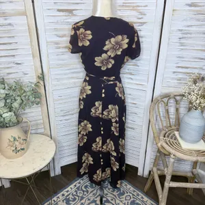 J. CREW VINTAGE Women's 6 Floral Wrap Maxi Dress Flutter Sleeve Brown 90s Y2K thumbnail 5