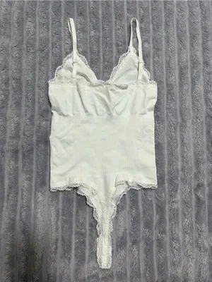 White Lace Seamless Shapewear Bodysuit - Thong Style - Size L thumbnail 4