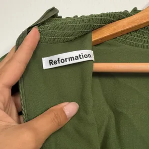Reformation Galena Long Sleeve Dress in Olive thumbnail 13