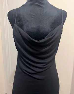 Zara Black Cowl Neck Bodycon Slip Evening Dress Womens Size S thumbnail 4
