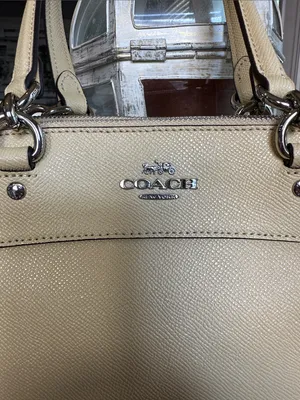 Coach Pebbled Leather Satchel Bag in Beige thumbnail 2
