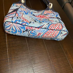 VTG Vera Bradley Seaside Anchor Tote Bag Women Large Blue Paisley Quilted Rope thumbnail 7