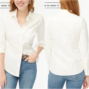 J. Crew Factory Top Petite Button-Up Oxford Shirt in Signature Fit White PXS NWT thumbnail 2