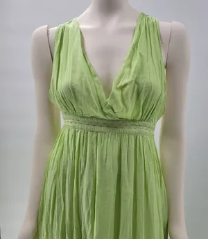 Scotch & Soda Tiered Maxi Dress Womens M Green Deep V Neck Cross Back thumbnail 1