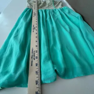 Buttons Mint Green & Ivory Lace Strapless Mini Dress Boho Sweetheart Skater Romantic M thumbnail 9
